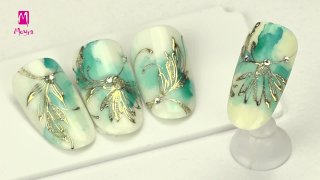 Nail foiled flowers on aquarelle base from Norka - Preview