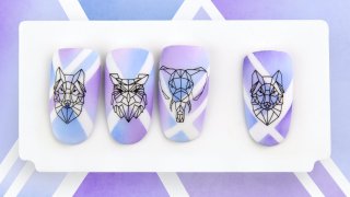 Gradient stamping decoration with origami pattern