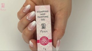 Classic almond-shaped baby boomer nails effected with Holo glitter mix