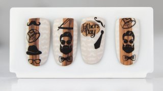 Trendy stamping nail art in hipster style