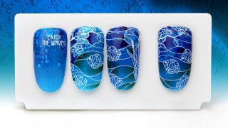 Stamping nail art on Holo glitter base