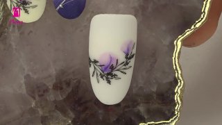 Nail stamping with airy, purple, aquarelle flowers - Preview