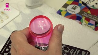 Airy stamping nail art with nail foil in jar