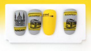 Trendy, stamping nail art for lovers of Budapest