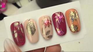 Leaf nail art - Effecting stamping pattern