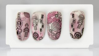 Stamping manicure in steampunk mood