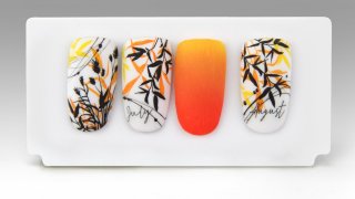 Stamping nail art in sunset mood