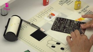 Stamping nail art in sunset mood