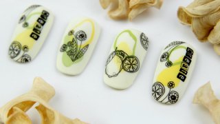 Layered stamping nail art with fresh colours
