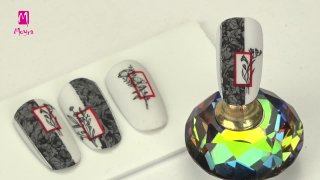 Framed, floral, stamping nail art - Preview