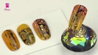 Autumn, stamping nail art with Holo glitter mix - Preview