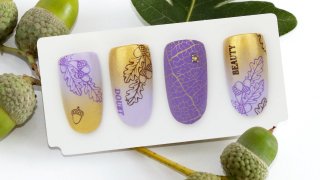 Stamping with oak pattern on a glittering base