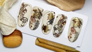 Fabulous autumn nail art with stamping, aquarelle