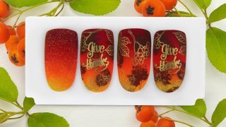 Effected stamping manicure for Thanksgiving Day