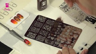 Effected stamping manicure for Thanksgiving Day
