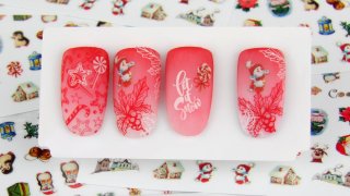 Winter nail art in beautiful red colours