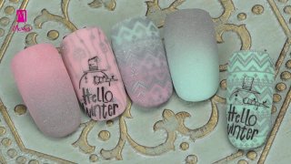 Norka's winter nail art on a sweater design base - Preview