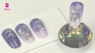 Stamping winter nail art combined with nail foil - Preview