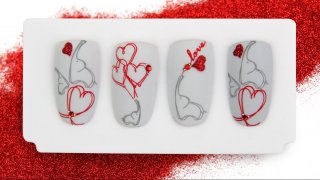 Valentine's Day nail art on Supershine gel base