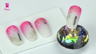 Stamped leaf patterns on neon ombre base - Preview