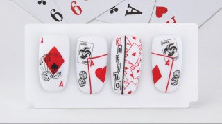 Nail art with French-suited playing card motif