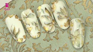 Breathtaking artistic aquarelle nail art with foil - Preview