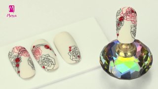 Nail art with roses and artfetti sequins - Preview