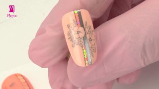 Floral stamping nail art with holo glitter mix - Preview