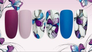 Hand-painted flowers in blue and purple shades