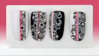 Stamping nail art in contrasting colours