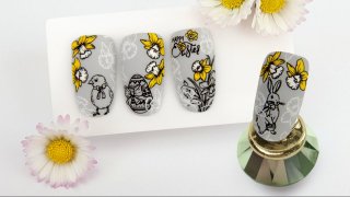 Nail art with narcissus for Easter
