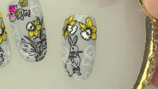 Nail art with narcissus for Easter - Preview