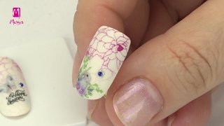 Colourful floral nail art with Easter bunny - Preview