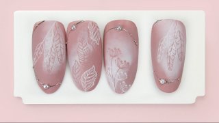 White stamping design with beads