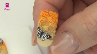 Colourful manicure with butterfly for spring - Preview