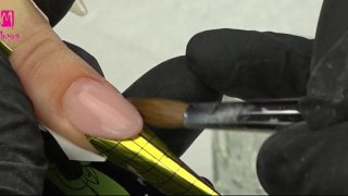 Sculptured French nail with glittering free edge