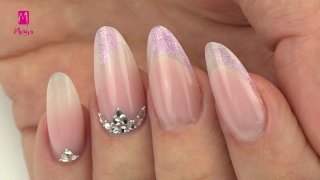 Sculptured French nail with glittering free edge - Preview