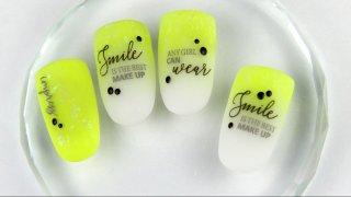 Cheerful neon ombre base colour with black text