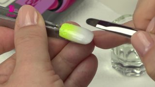 Cheerful neon ombre base colour with black text
