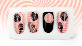 Nail art in cartoon style with cheerful colours
