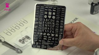Floral and inscripted nail art idea on marble base