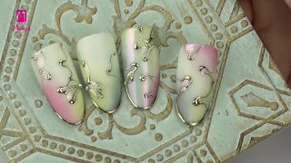 Hand-painted waves effected with shiny nail foil - Preview