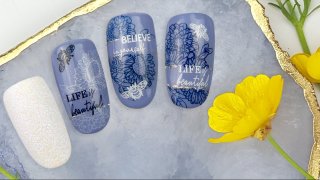 Stamped decoration in blue shades