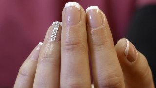 French Manicure With Guide And Stones