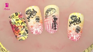 Nail art inspired by Mexico with gradient stamping - Preview