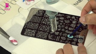 Stamping nail art made with masking sticker