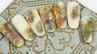 Stamping nail art with Portuguese tile pattern