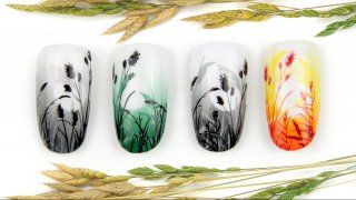 Layered stamping nail art inspired by nature
