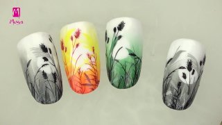Layered stamping nail art inspired by nature - Preview