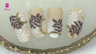 Nail art with stones, beads and fern leaf motives - Preview